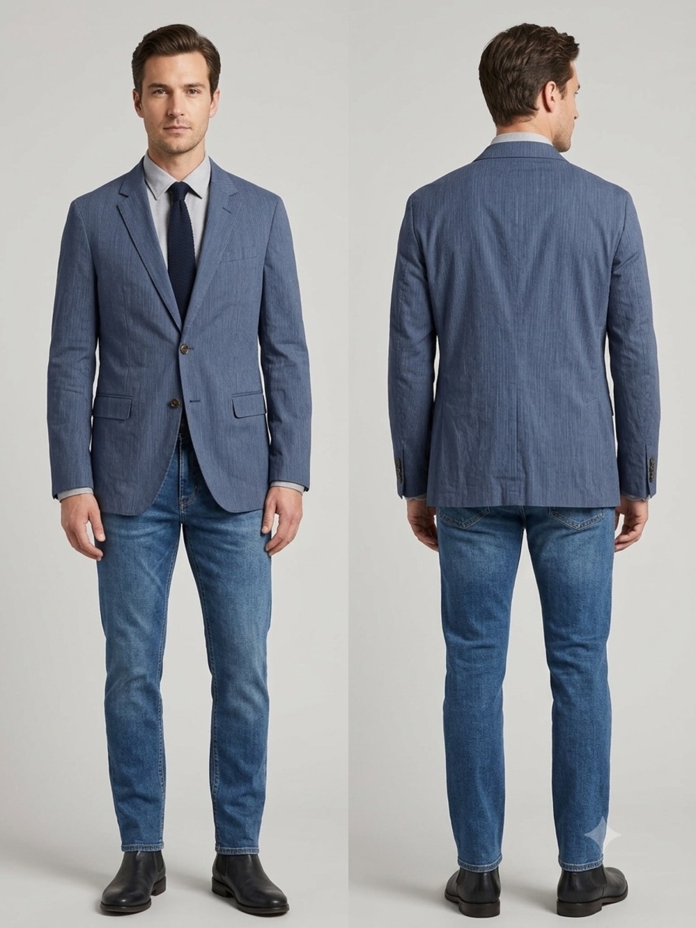 Banana Republic Blue Textured Notch-Lapel Sport Coat